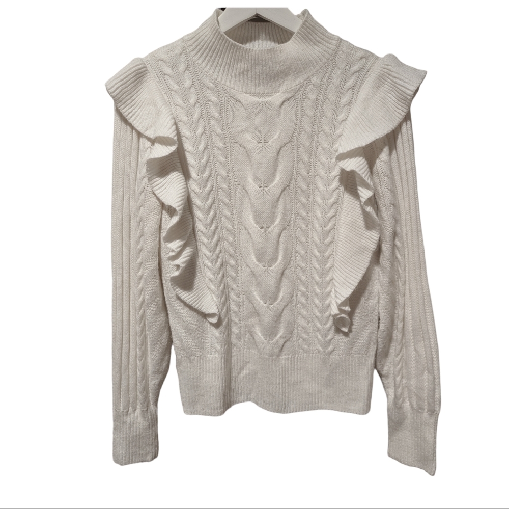 White Ruffled Sweater